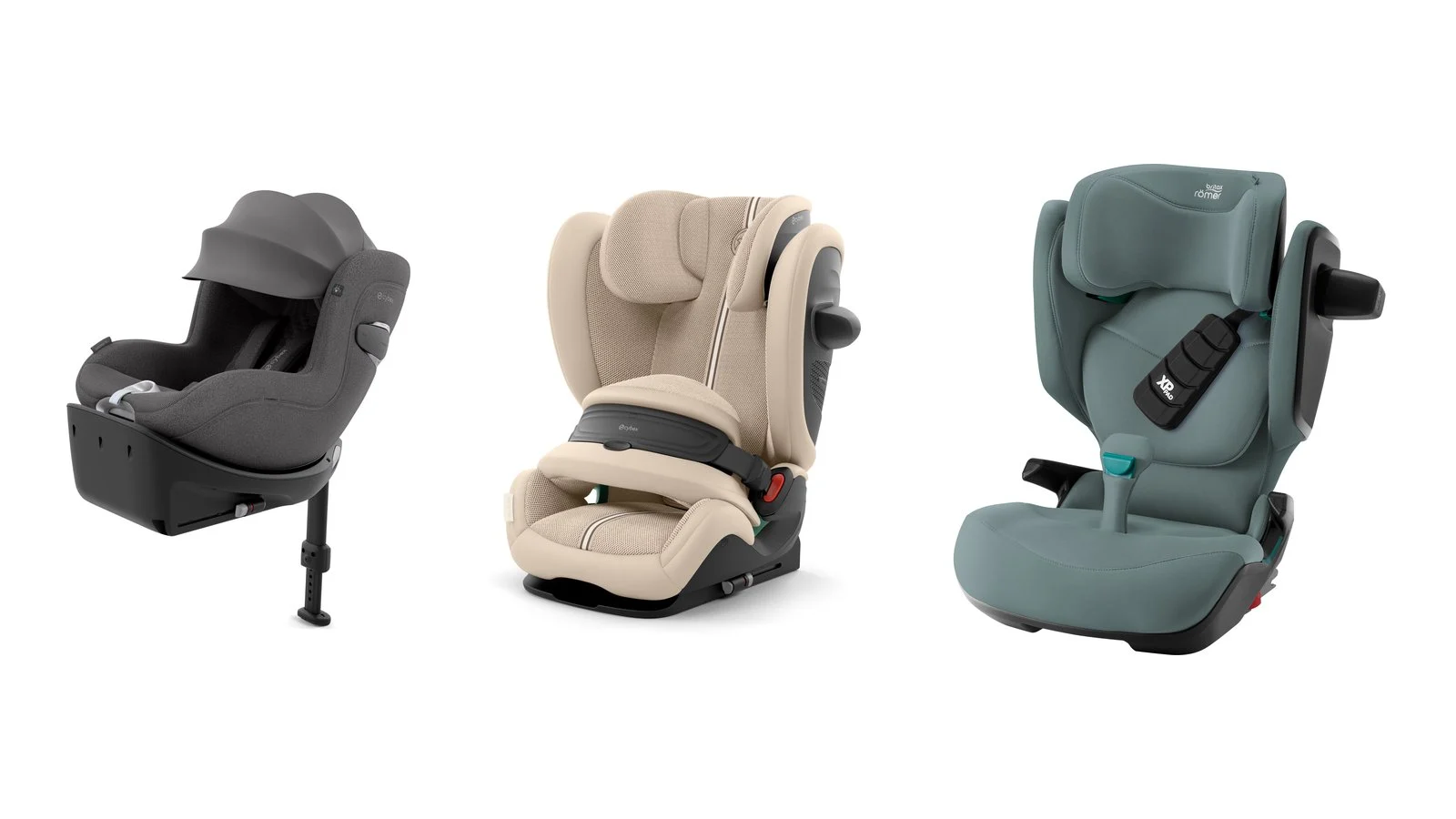 Cybex Sirona Ti, Cybex Pallas G3 and Britax Römer Kidfix Pro child car seats