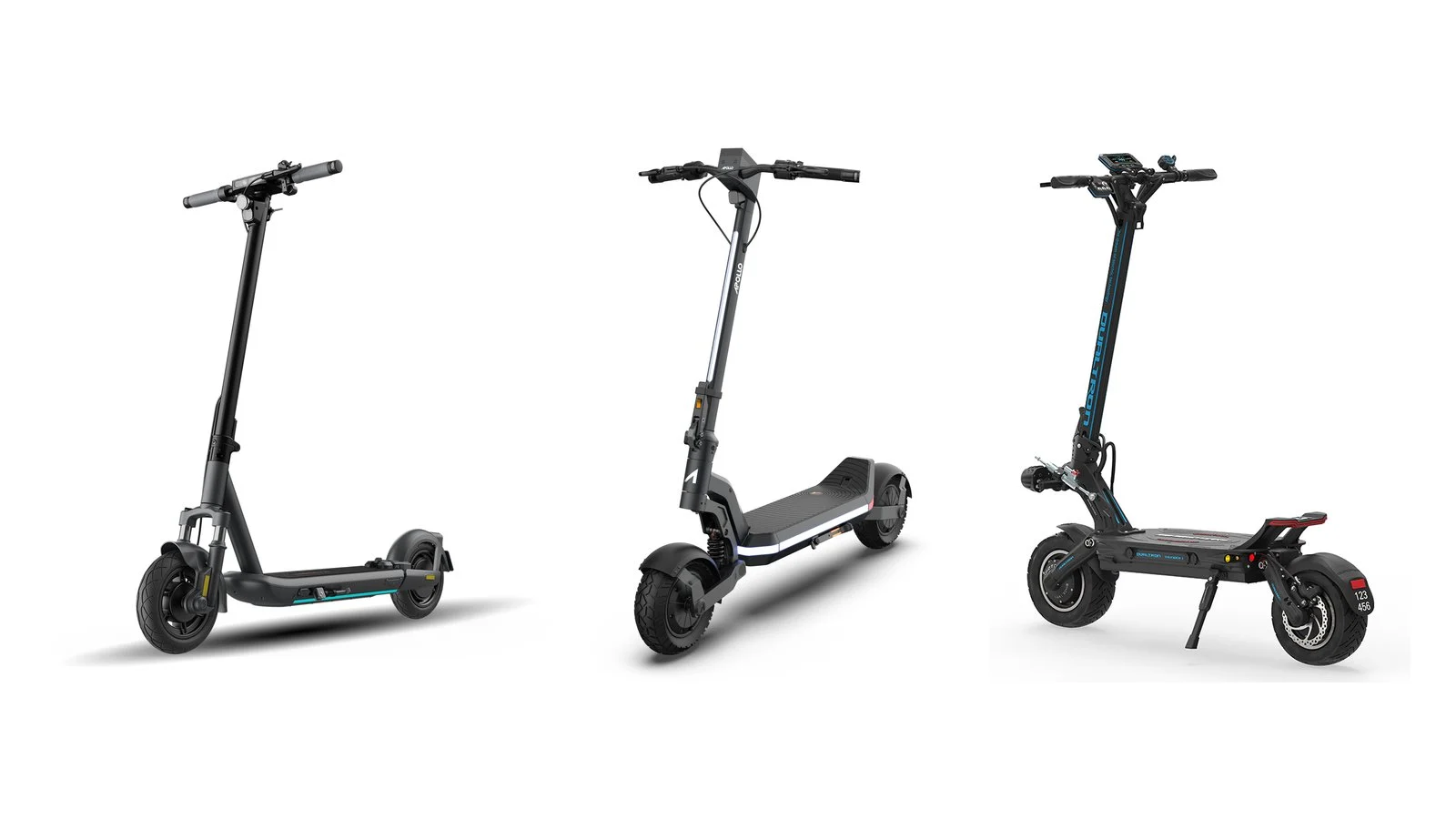 Inmotion S1F, Apollo Phantom 2.0 and Dualtron Thunder 3 electric scooters