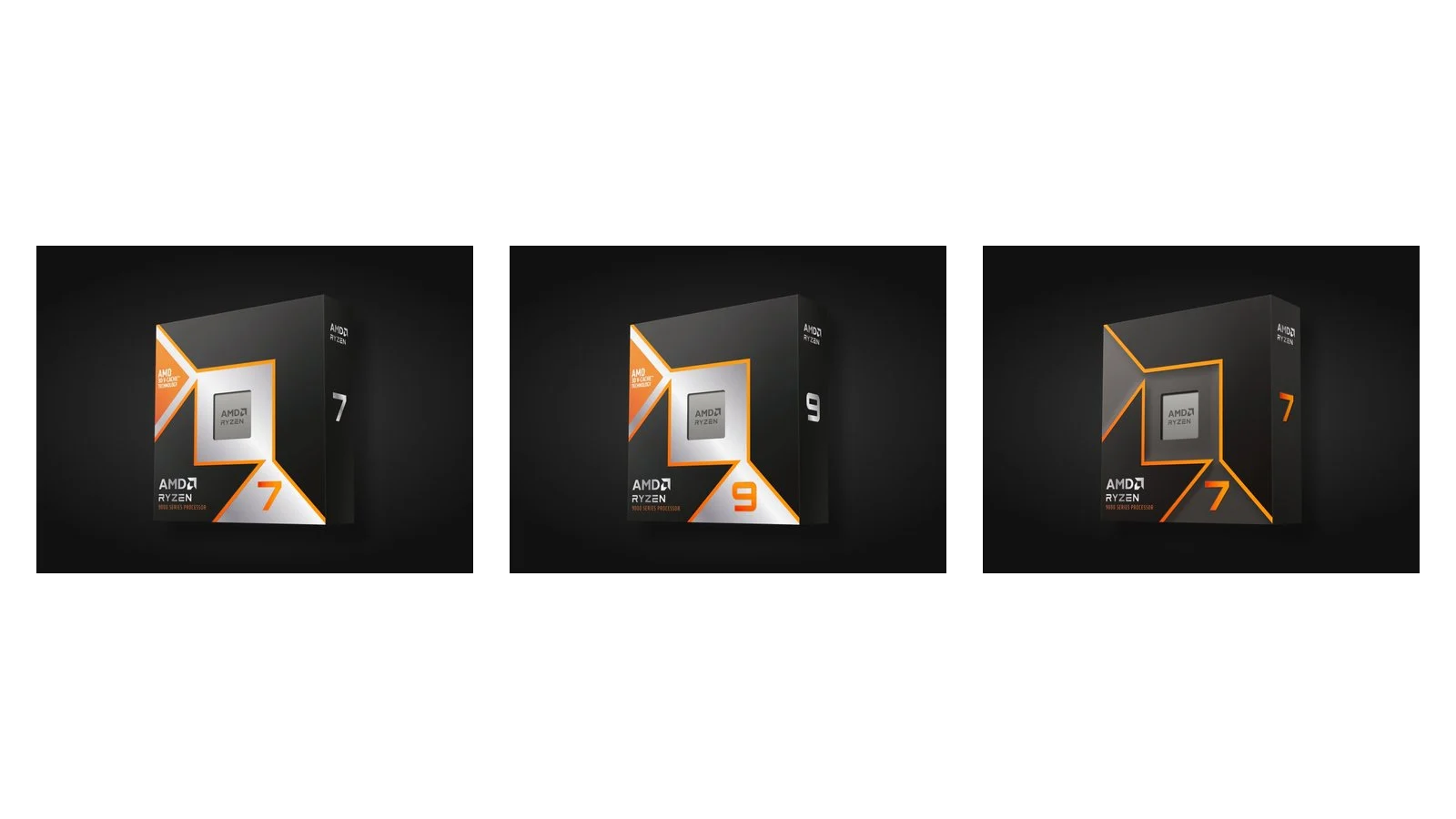 Коробки процессоров AMD Ryzen 7 9800X3D, Ryzen 9 9950X3D и Ryzen 7 9700X