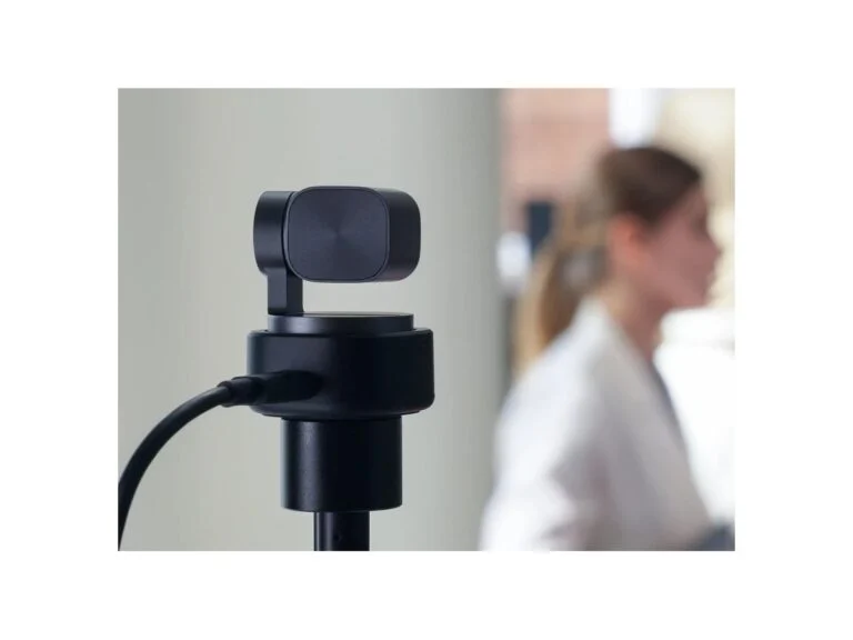 OBSBOT Tiny 3 PTZ webcam on a stand
